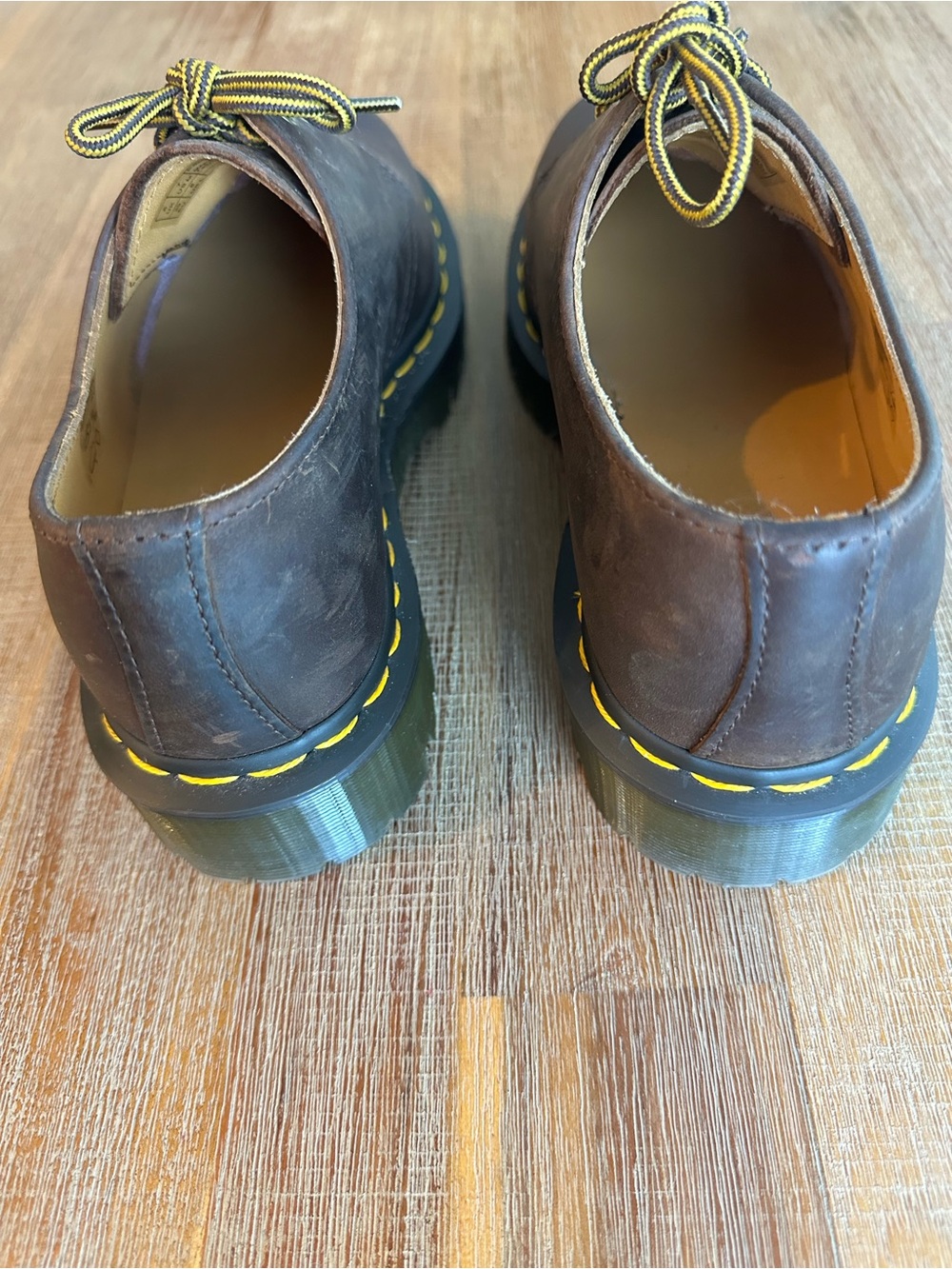 Dr. Martens 1461 Oxford Brown Leather Lace-Up Shoes with Yellow Stitching - Picture 6 of 8